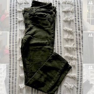 Anthropologie camo green skinny straight leg jeans